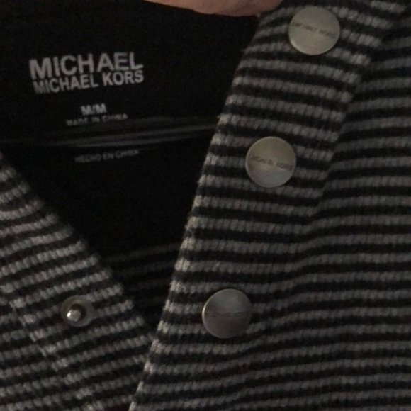 Michael Kors Black & Grey Striped Hooded Shirt - Picture 3 of 5